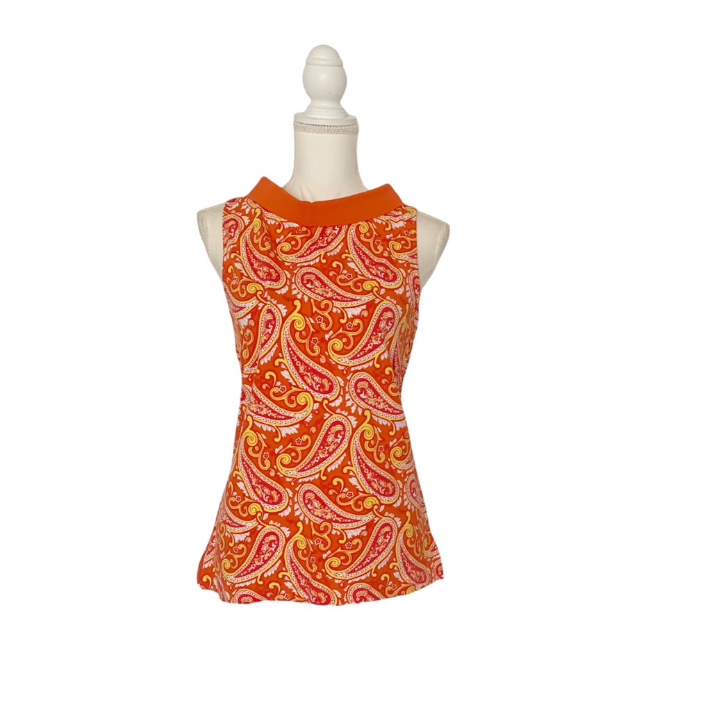 Talbots Orange Paisley Print Sleeveless Top Size Medium